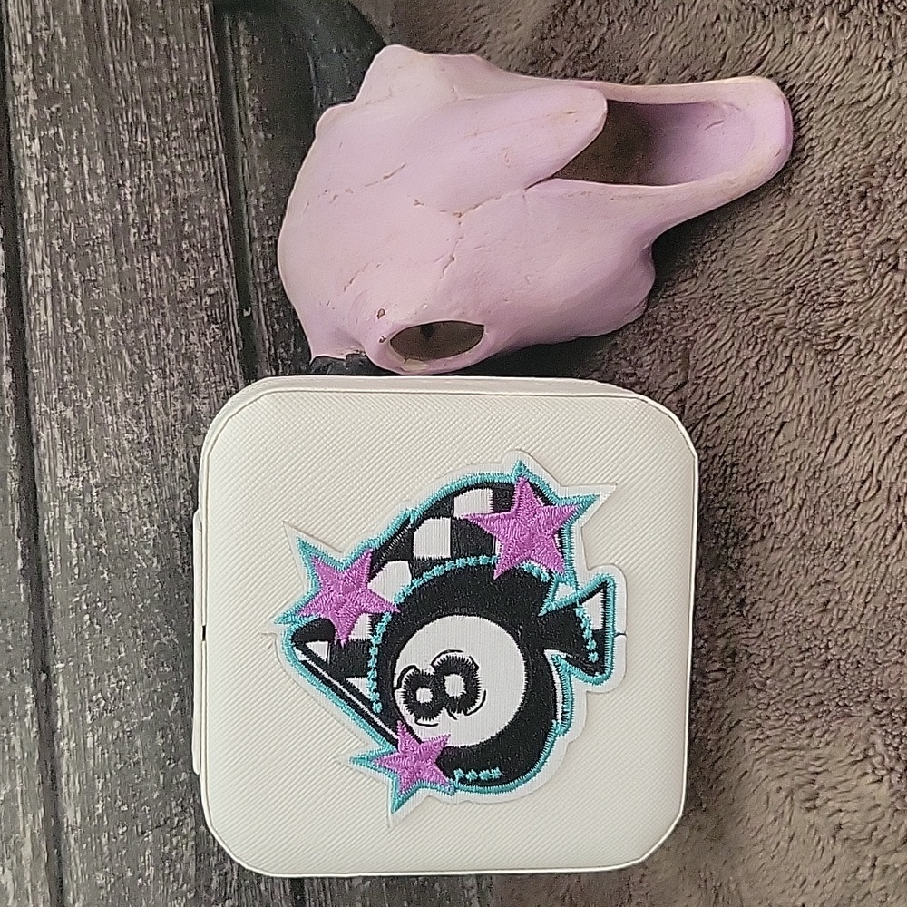 Checkered Spade 8 Ball Western Boho Travel Jewelry Box Gift